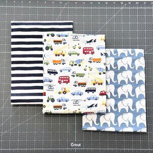 New HUDSON BABY Blue Cars / Elephant Boys Receiving Blankets - LOT of 3 (Cotton)